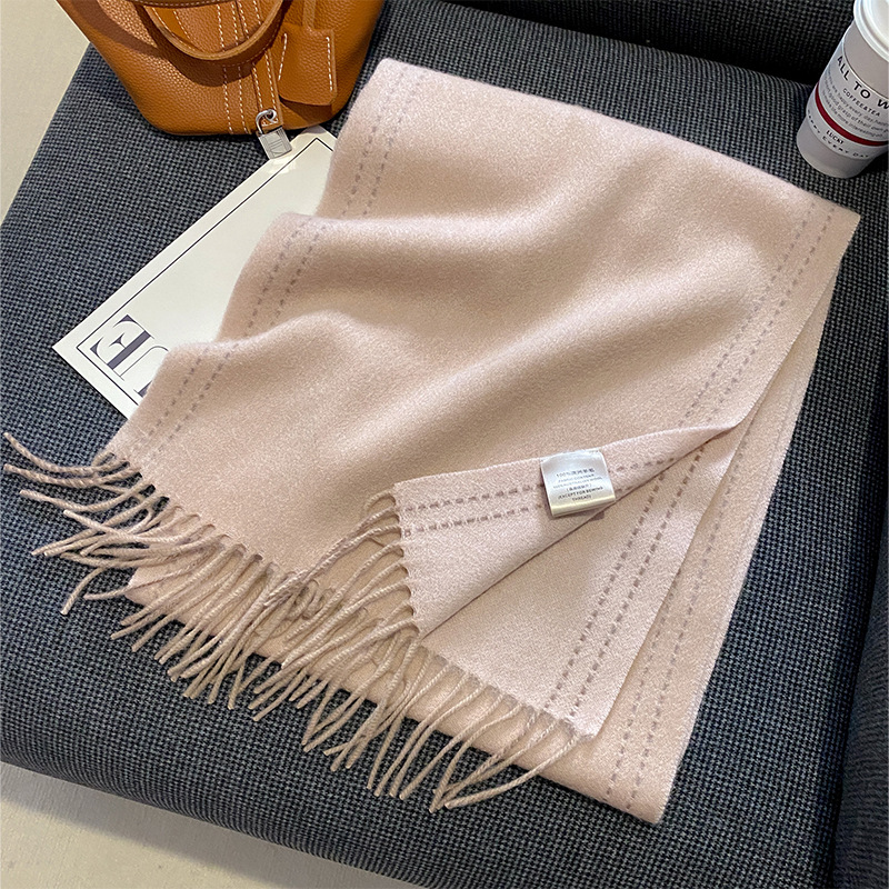 Winter Australian Pure Wool Scarf Women's All-Match Korean Fashion Wool Scarf Warm and Simple Shawl Outer Match