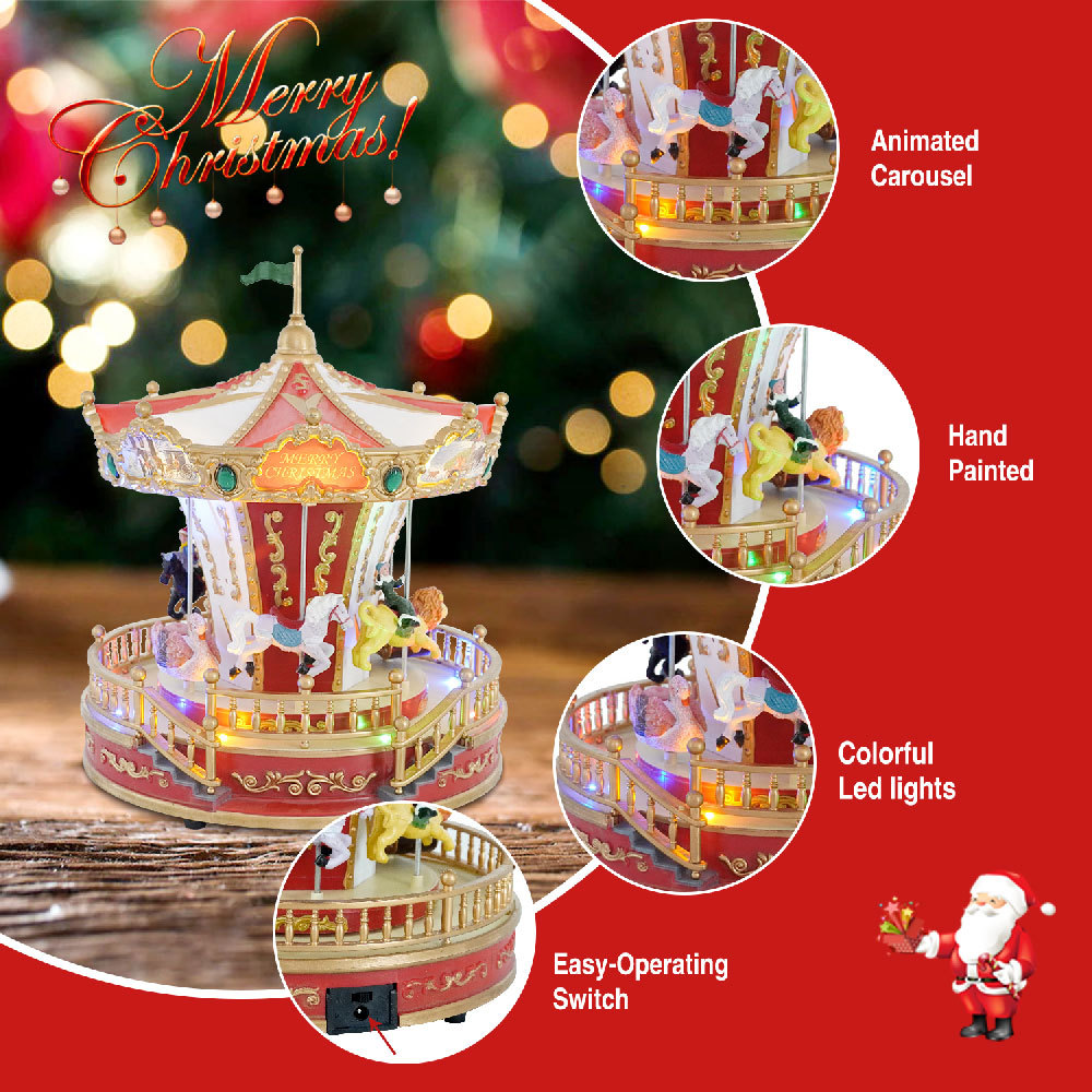 Christmas Carousel Creative Decoration Factory Direct Sales Birthday Gift Music Box Christmas Music Box