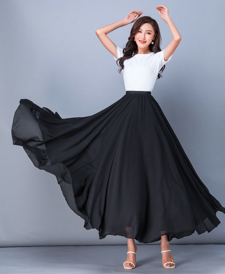 540度雪纺大摆裙度假沙滩裙大红色长裙紫色舞蹈新疆舞广场舞裙子