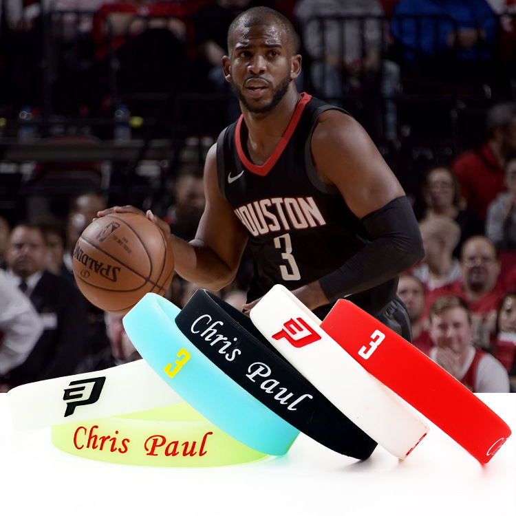 nba休斯敦火箭队篮球明星3号克里斯保罗手环运动训练夜光硅胶腕带