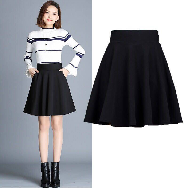 【有口袋】冬季新款半身裙女高腰显瘦大码松紧裤裙字裙中长裙子