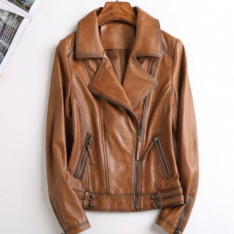 海宁皮衣女2022春秋季新款上衣短款绵羊皮修身显瘦加棉外套-阿里巴巴