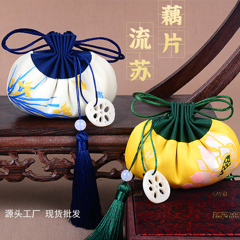 dragon boat festival antique lotus perfume bag wholesale hand gift pouch sachet car pendant court drawstring tassel sachet