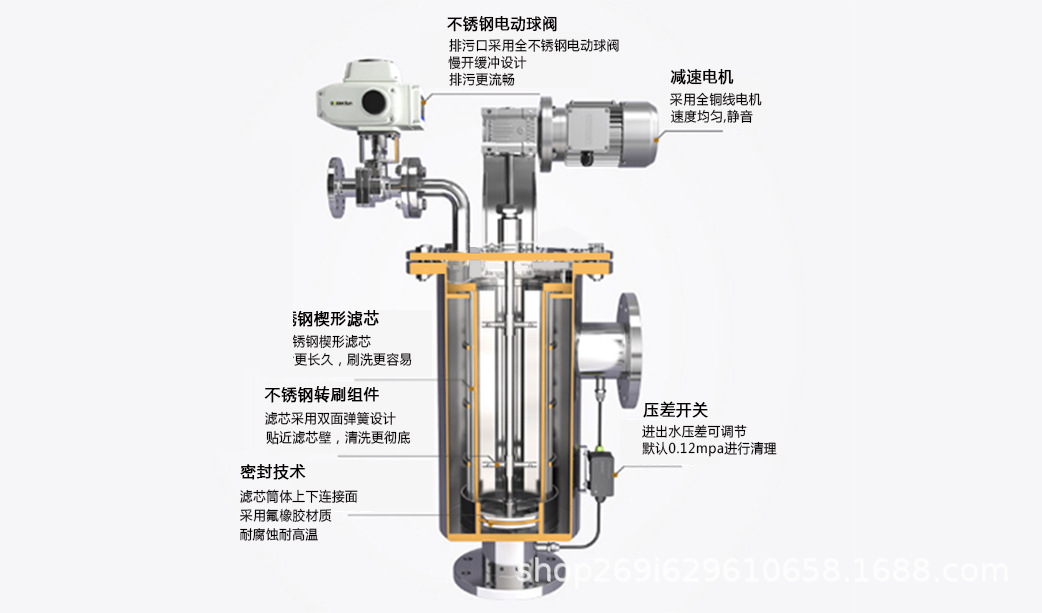 工厂生产刷式除污器全自动过滤器智能型反冲洗过滤器
