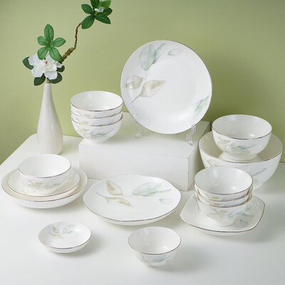 日用陶瓷碗碟盘餐具套装欧式碗盘子勺筷家用春之意中式结婚送礼