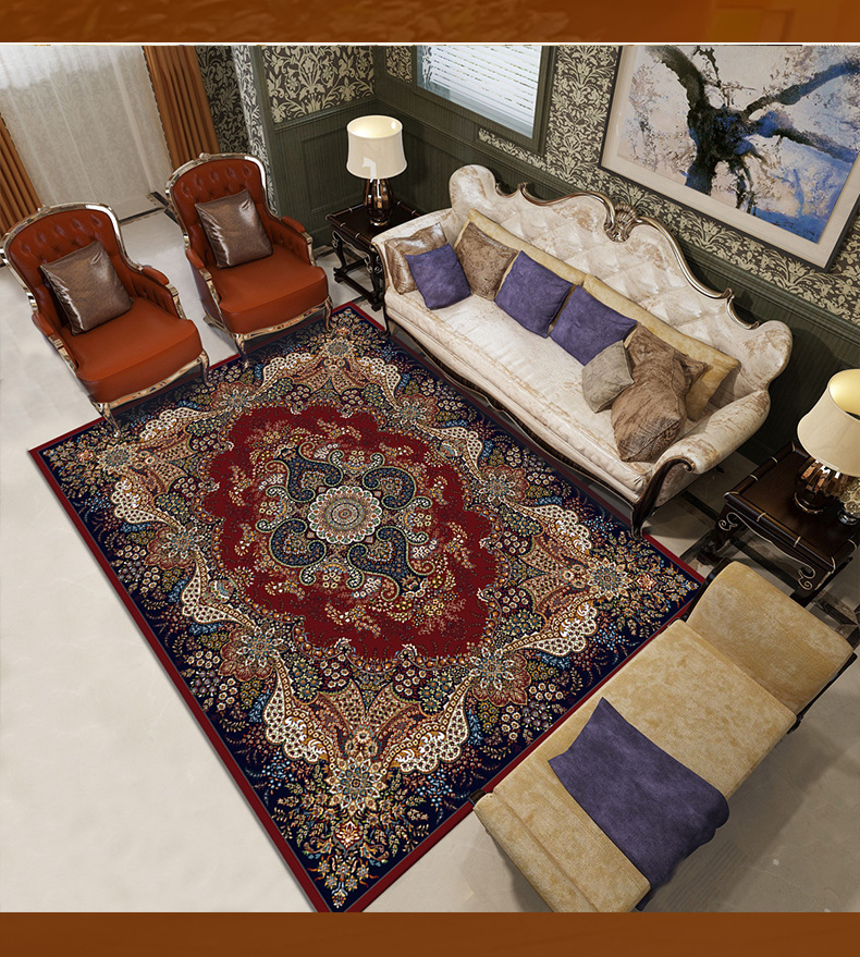 复古风波斯米亚地毯家用拼接金钻绒地毯卧室客厅入户门地垫可定制