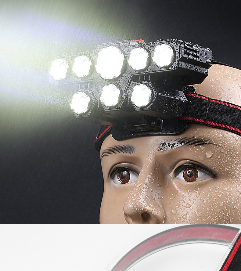 跨境强光头灯充电防水头灯led户外远射夜钓鱼灯矿灯头戴式手电筒