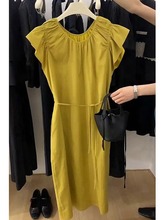 黄色连衣裙女装纯色夏季小香风小众设计高级感气质御姐温柔风3222