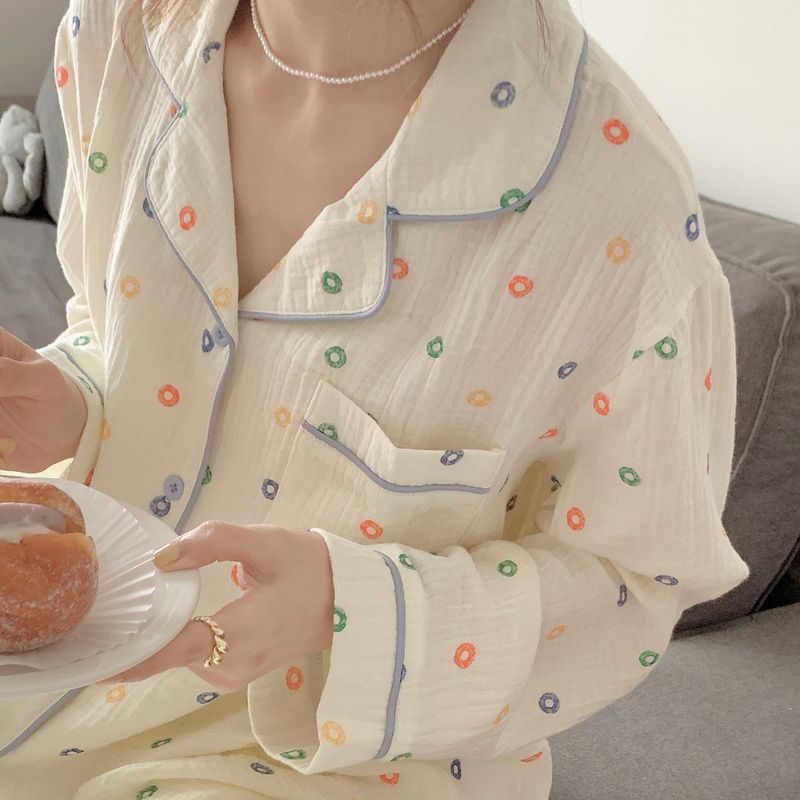 New Ins Style Sweet Printed Long-Sleeved Pajamas Women's Net Red Style Autumn 2022 New Trousers Homewear Suits