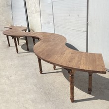 欧式轻奢实木餐桌 扇形桌子 户外便携木制环形桌子 异形餐桌长桌