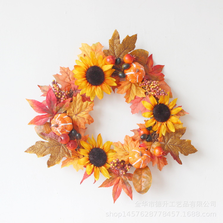 DSEN Manufacturers Supply Thanksgiving Harvest Halloween Supply Autumn Maple Leaf Pumpkin Willow Leaf Rattan Garland with Lights DIY