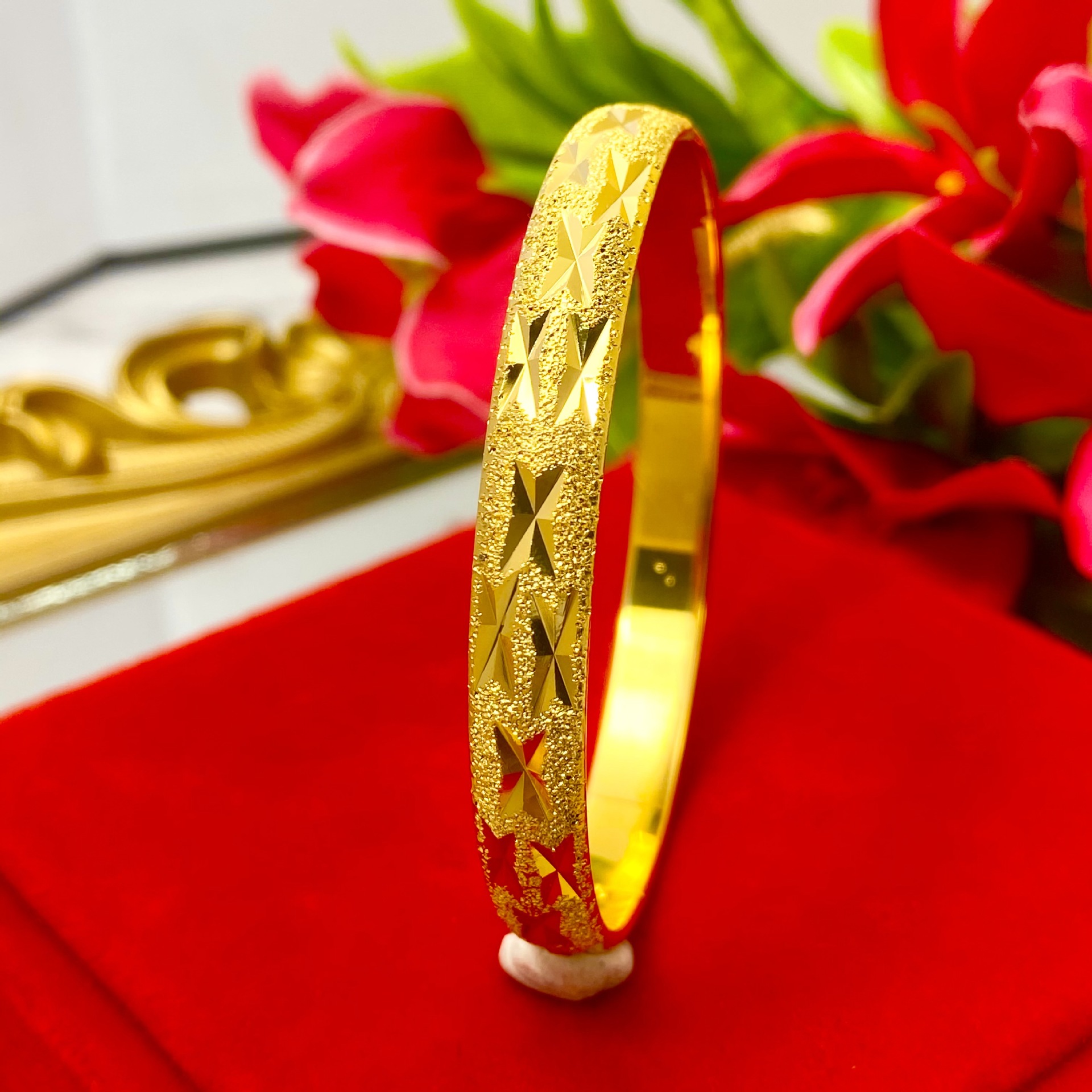 黄铜镀金新款闪砂满天星手镯 越南沙金饰品时尚 直播热销不掉色