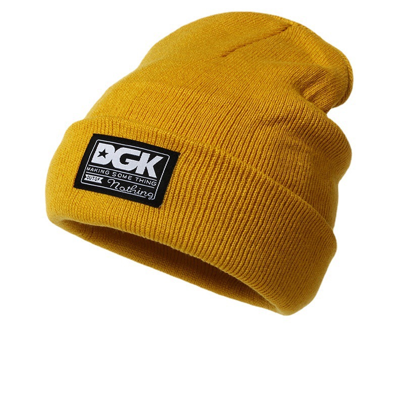 Cross-Border Knitted Hat DGK Letter Patch Sleeve Cap Men's and Women's Outdoor Ski Windproof Warm Hat Beanie Woolen Cap