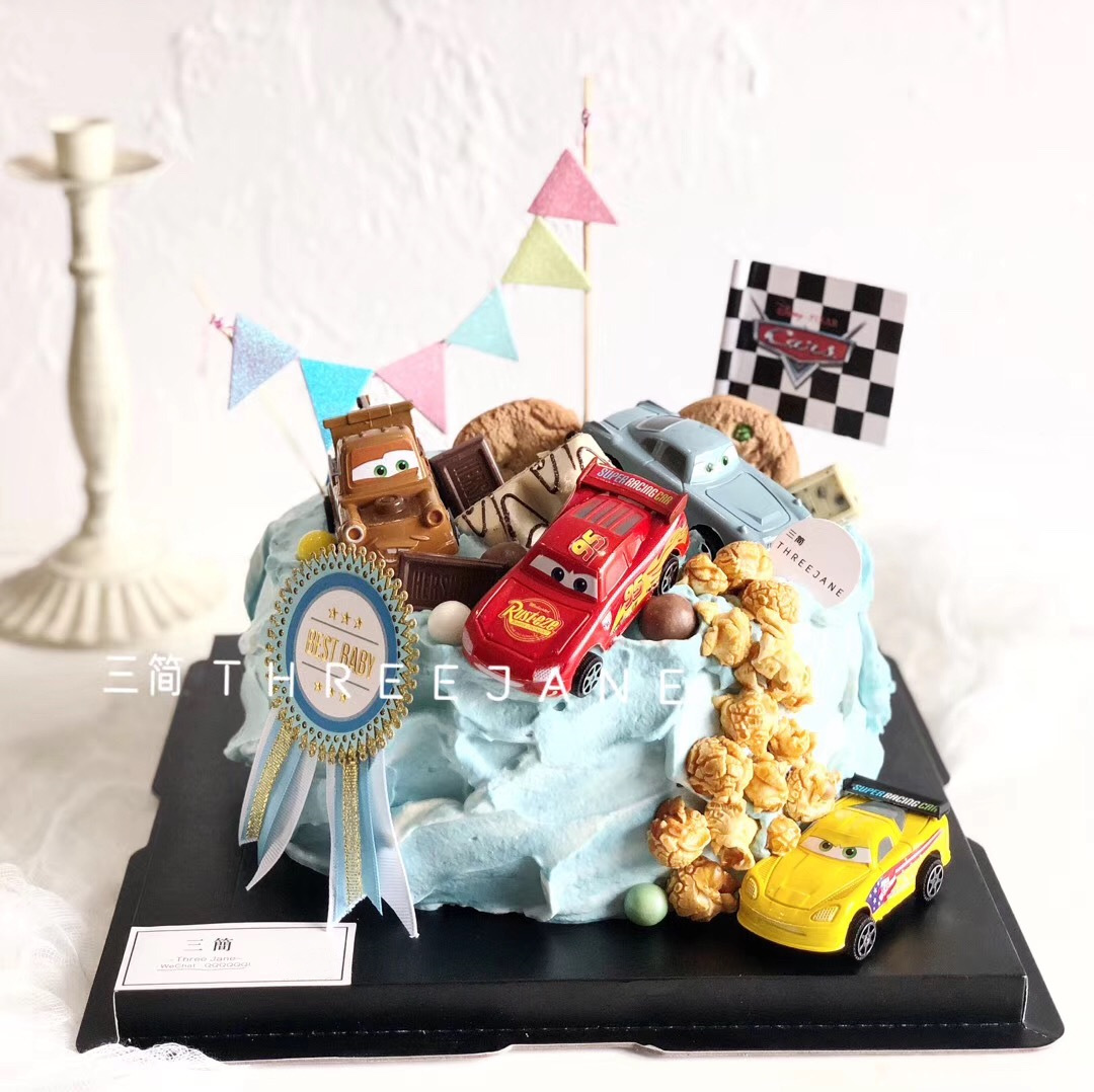 妇女节儿童玩具总动员家族生日蛋糕装饰摆件儿童卡通赛车模型摆件