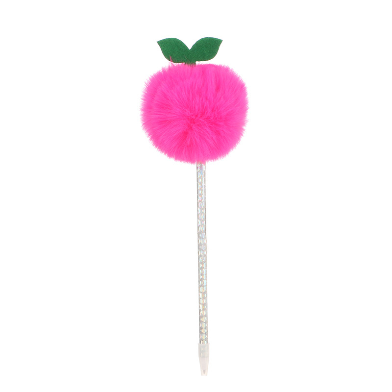 Plastic Pen Holder Cute Flowers Fur Ball Pen Student Writing Culture Stationery Three-Dimensional Calligraphy Practice Pompom Pen Prize