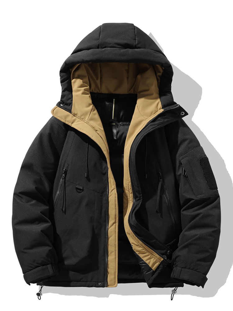 Winter New Outdoor Work Clothes Hooded down Jacket Men's Fashion Brand American Retro Couple Thick Windproof Coat Men