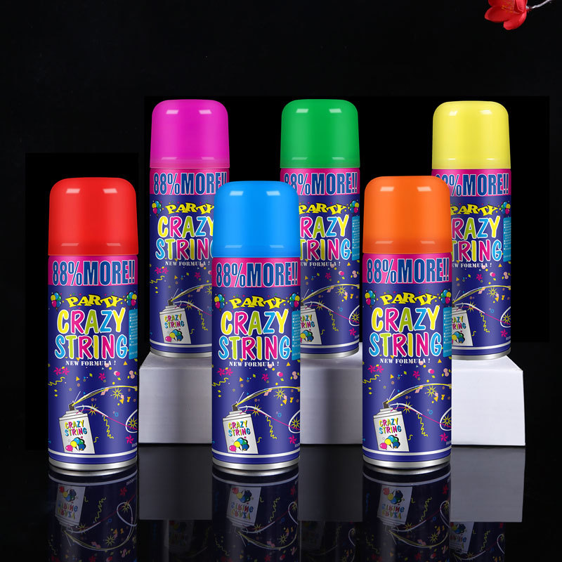 Ribbon Spray Hand-Held Cans for Birthday Party Multi-Color Color Stripes Christmas Party Wedding Decoration Atmosphere Ribbon Spray