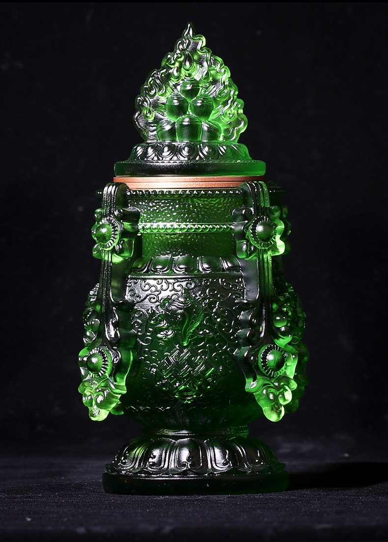 琉璃八吉祥宝瓶长寿摩尼瓶藏传佛教修行法器寺院佛堂供桌供奉佛具