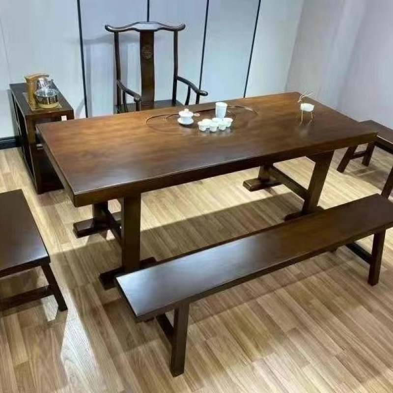 大板茶桌实木花旗松椅组合办公桌简约现代泡茶一体一整套一件代发