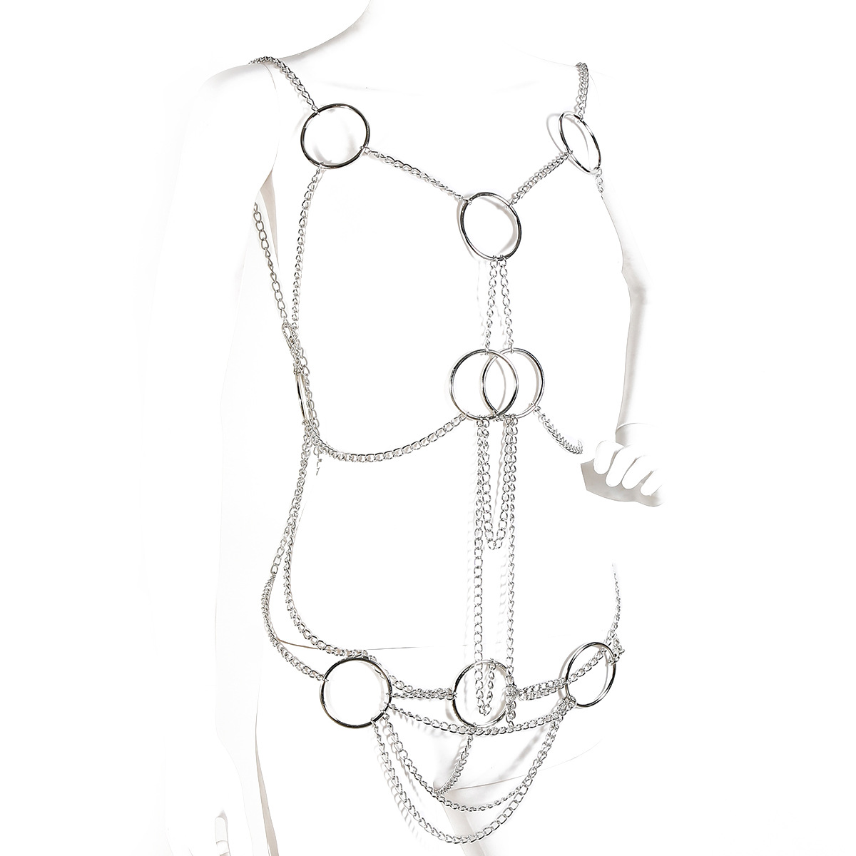sm情趣用品链条衣批发银色铁链连体铁环情趣内衣另类女用女王装