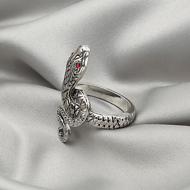 跨境饰品 个性夸张蛇形缠绕网红暗黑嘻哈百搭灵蛇戒指指环工厂货