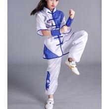 新款儿童成人武术练功演出服龙男女长短袖中国风打衫团体比赛