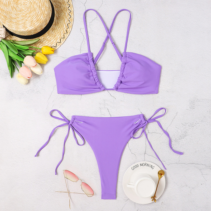 2024欧美新款比基尼泳装跨境吊带性感bikini挂脖丁字裤女士泳衣