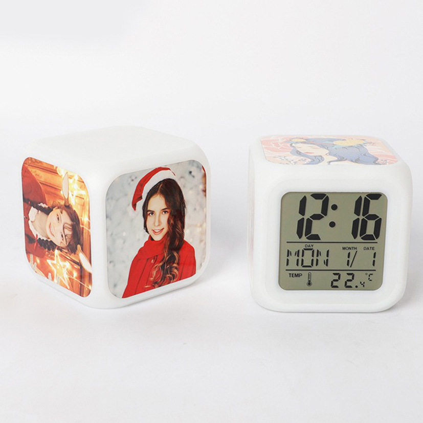 Cross-Border Amazon Thermal Transfer Creative Smart Student Alarm Clock USB Desktop Digital LED Clock Countdown Alarm Clock