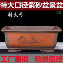 紫砂花盆精品陶瓷盆景盆长方形阳台绿植梅花四方马槽盆