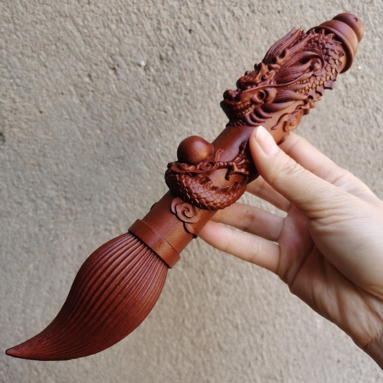 雷击枣木浮雕文昌笔 判官笔 道家木制工艺品 道教摆件用品