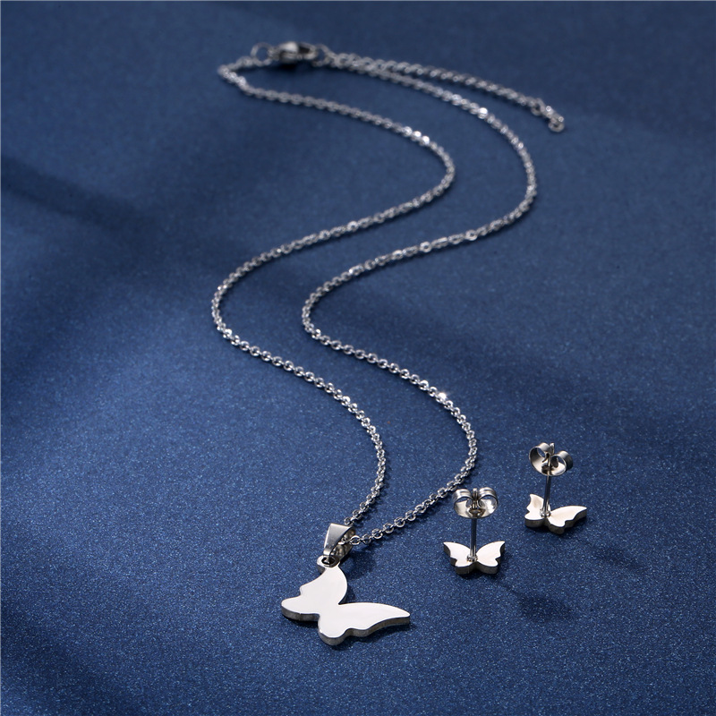 Cross-Border New Butterfly Necklace and Earrings Suite European and American Ins Style Clavicle Chain Women's Cross-Border South America Ornament Suit