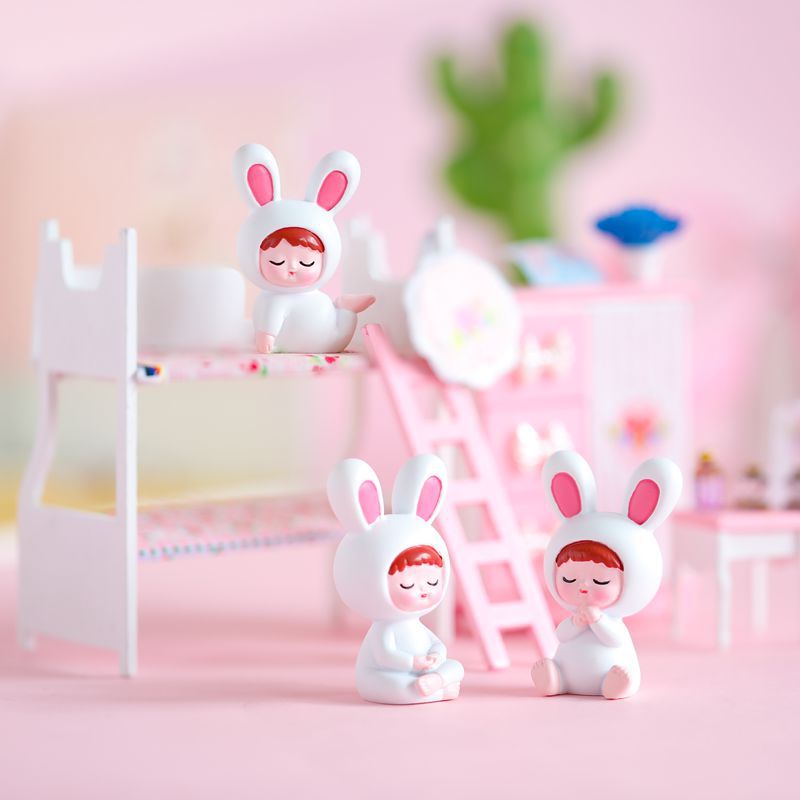 Cute Cartoon Bunny Decoration Resin Crafts Desktop Office Decorations Adorable Girl Heart Children Gift