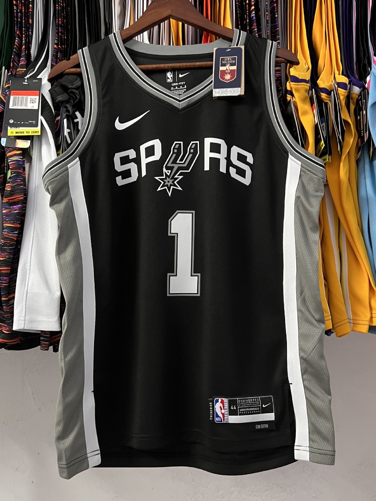 23赛季 马刺队客场 1号 文班亚马9号 帕克10号 德罗赞nba球衣