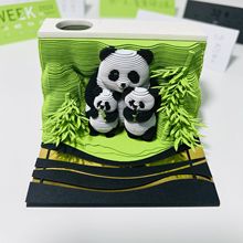 熊猫3d立体便签本创意国风摆件礼品故宫纸雕龙年周历2024源头厂家
