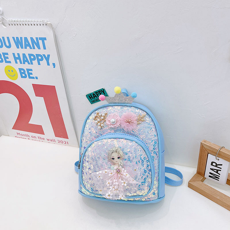 Kindergarten Children's Backpack Mini Pu Princess Sequins Sling/Backpack Children's Accessory Bag Cartoon Schoolbag Wholesale