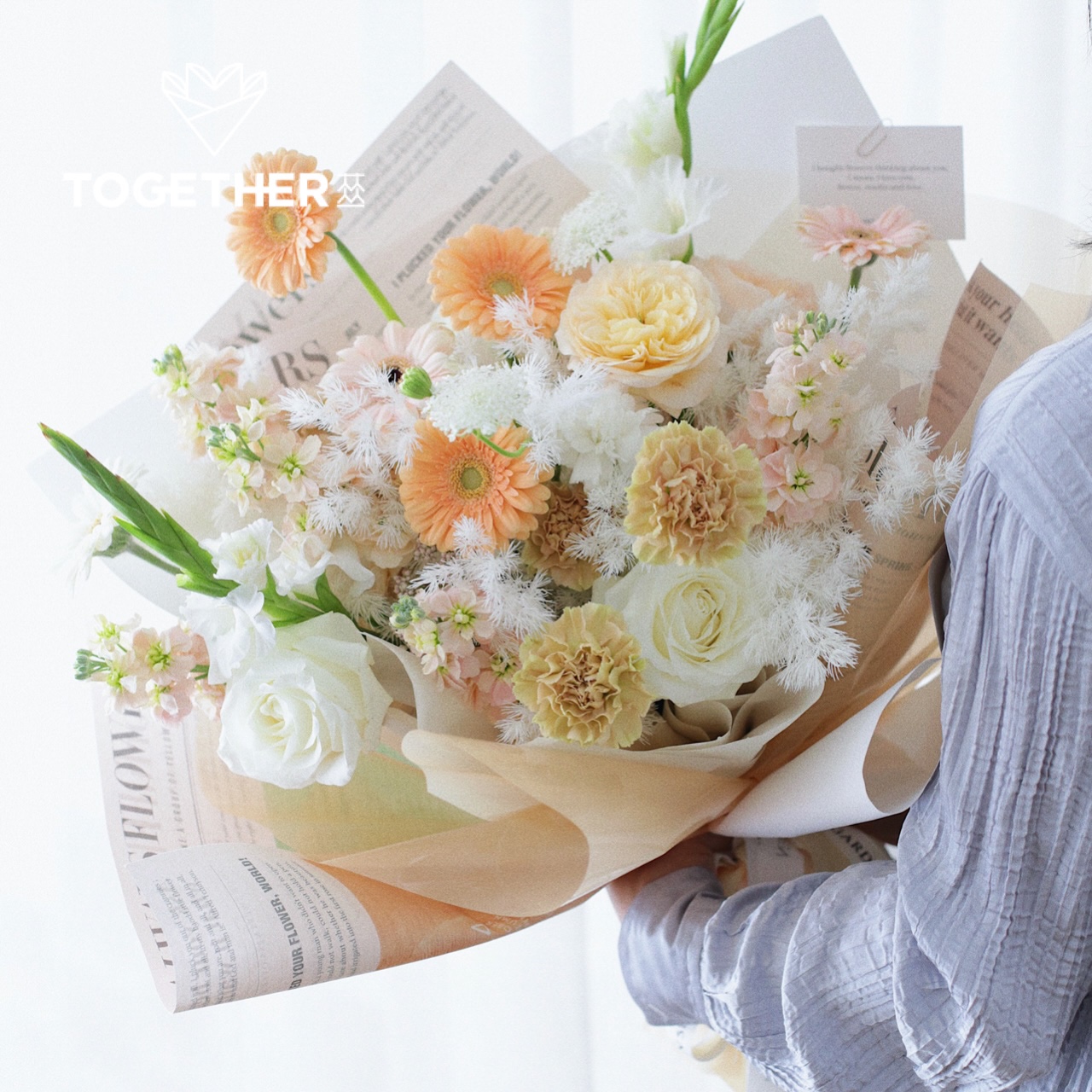 苁丛 原创 复古英文报纸包装纸艺术纸 花束ins插画pvc卡片打孔器