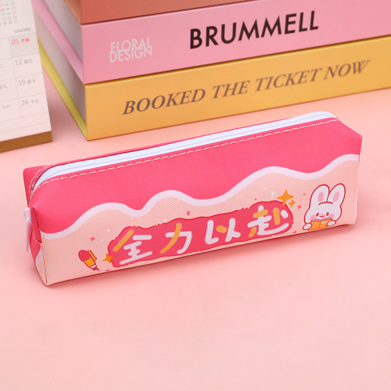 Creative Inspirational Text Pencil Case Student Large Capacity Stationery Box Pencil Bag Simple Stationery Storage Bag Wholesale