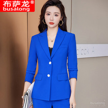 2023新款布萨龙女长袖职业西服西裤正式套装面试销售工作服 8018