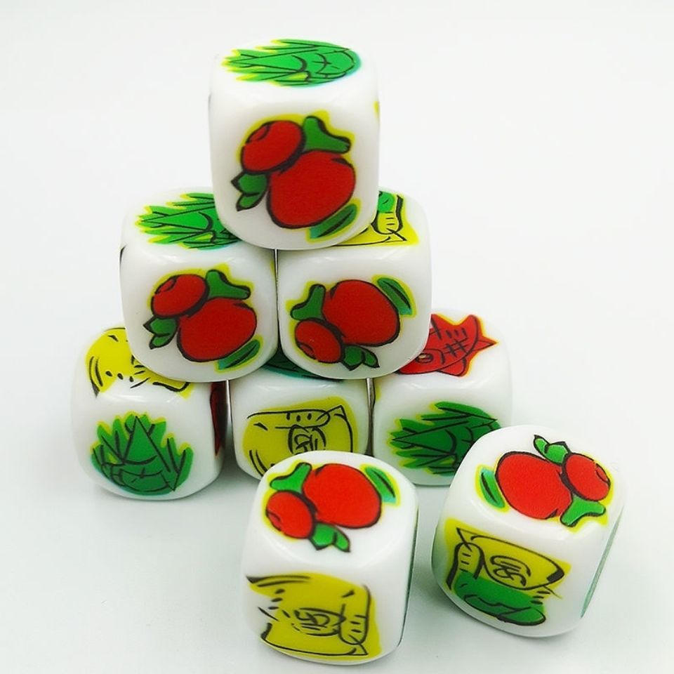潮汕揭阳虎狮鱼虾蟹葫芦骰子色子/金钱鸡仔葫芦鱼虾蟹色子