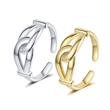 跨境新品双层绳结线条戒指女欧美简约时尚创意设计开口冷淡风指环