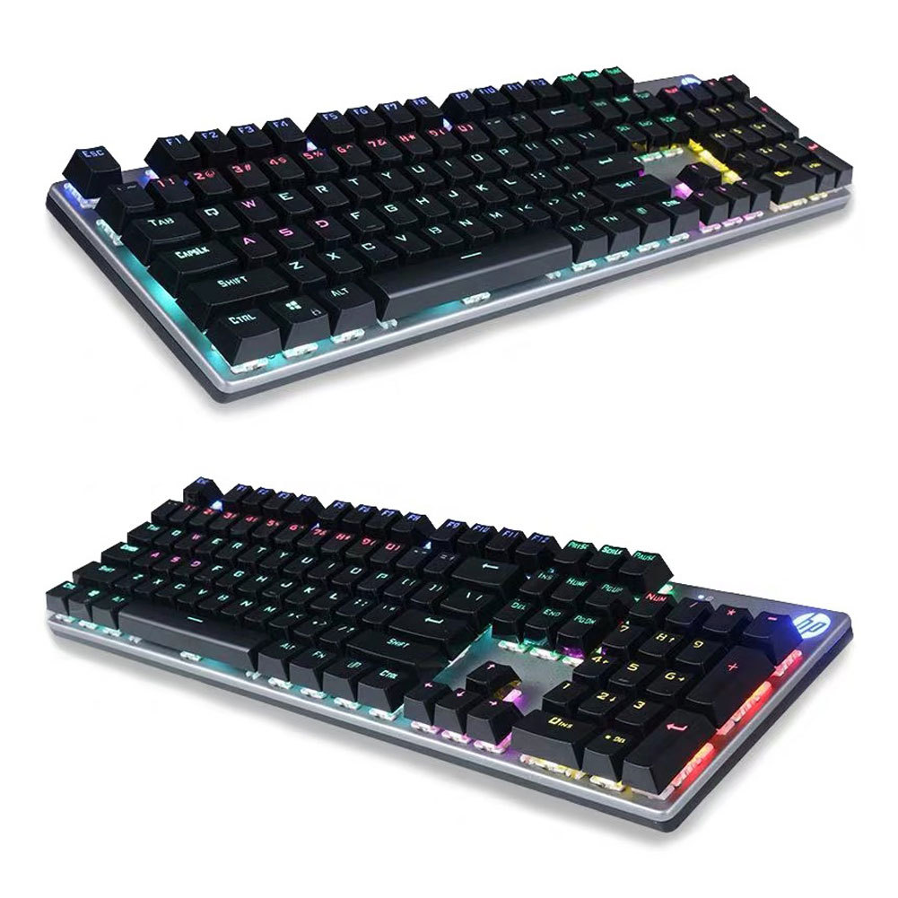 惠普gk400f有线机械键盘青轴游戏电竞吃鸡适用办公笔记本台式电脑