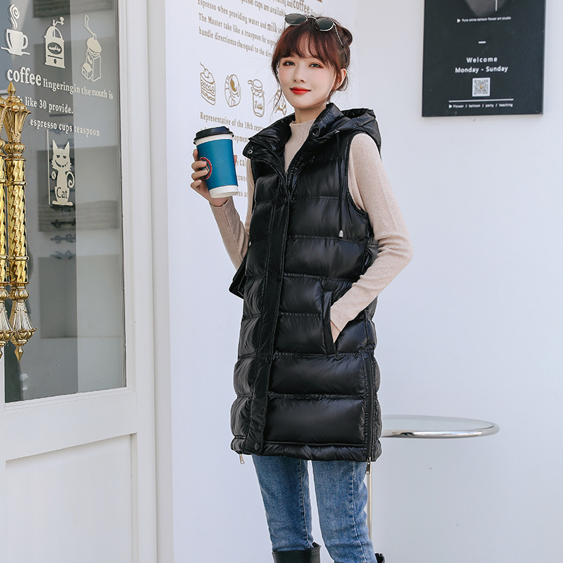 羽绒棉马甲背心女款秋冬季新款时尚百搭收腰中长款保暖女马甲外套