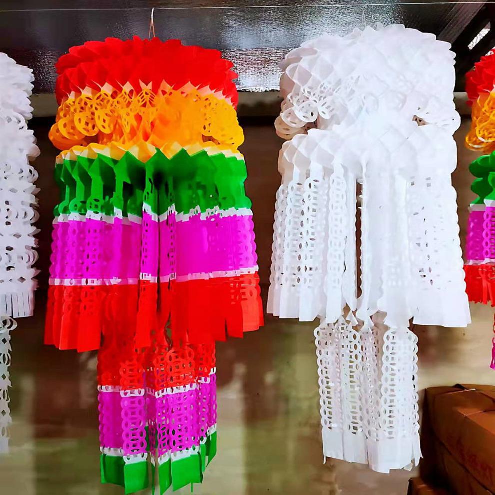 清明节祭祀灯笼殡葬用品白事坟飘新款七彩纸灯笼各种尺寸厂家直销