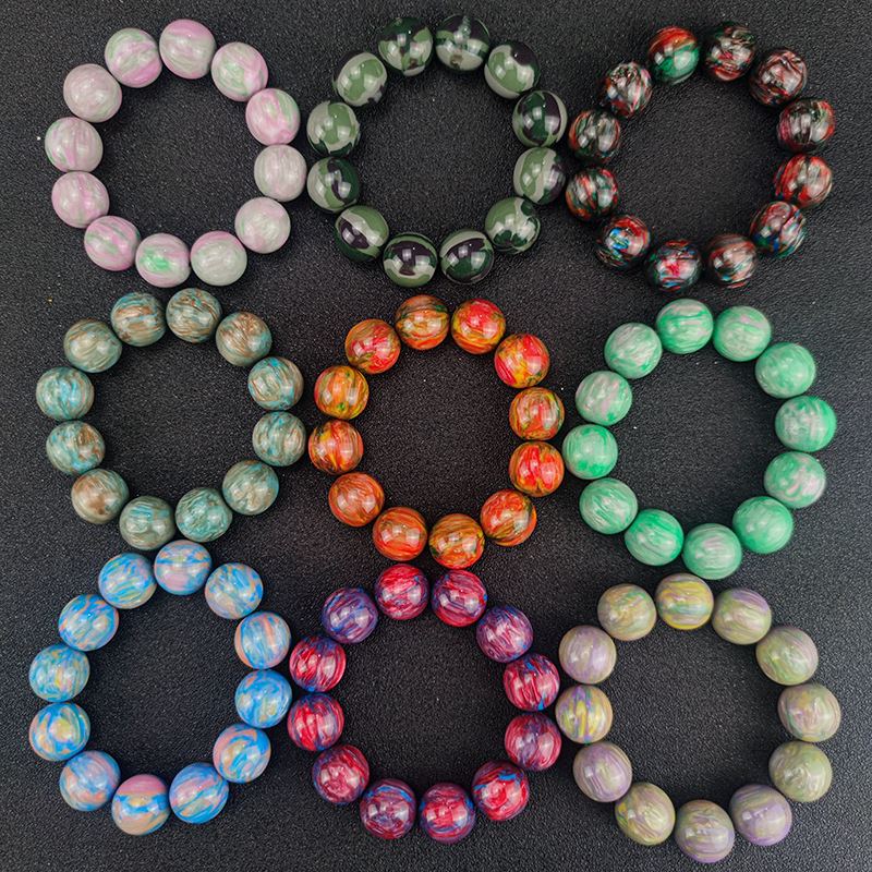 Bright Bracelet Color Buddha Beads Rosary Imitation Willow Green Gold Stone Bracelet Wholesale Crafts Hand Bead Stall Live Supply