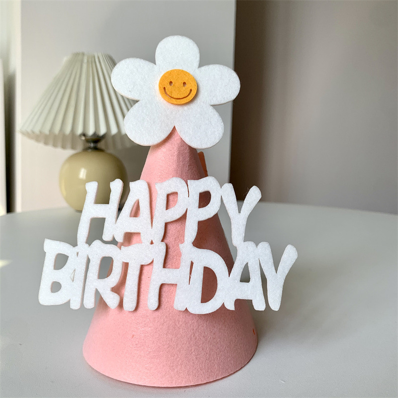 Cross-Border Korean Ins Style Little Daisy Non-Woven Fabric Birthday Hat Party Decoration Felt Headdress Photo Props Dress up