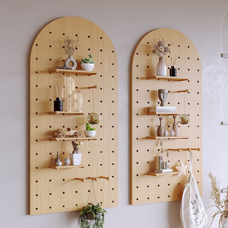 Fan-Shaped Wooden Wire-Wrap Board Wall Storage Rack Wooden White Curved Wire-Wrap Board Solid Wood Porch Storage Rack