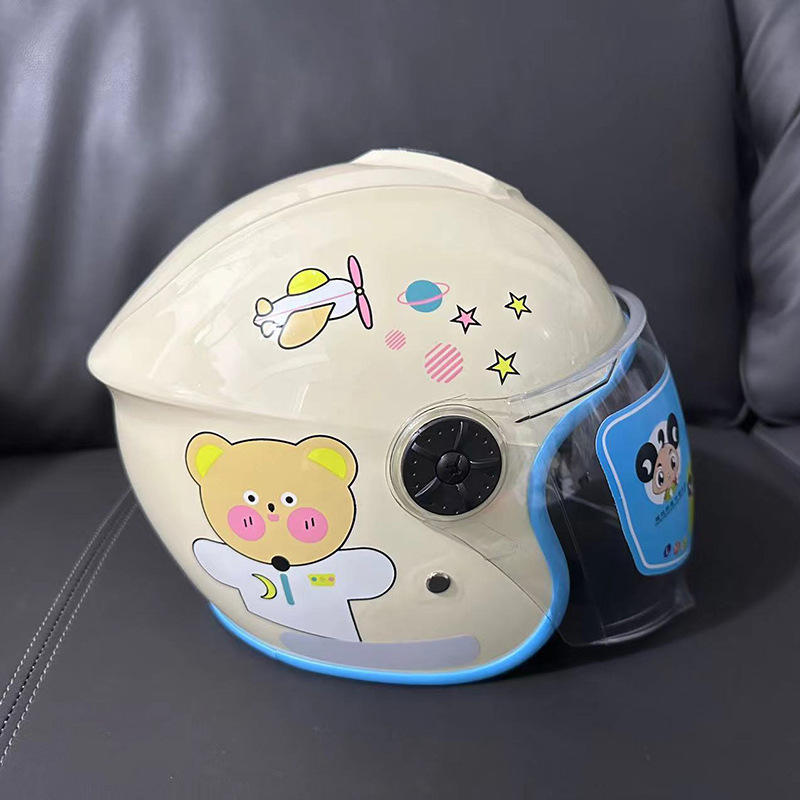 新国标儿童头盔电瓶车摩托车头盔可爱夏季半盔防雨防晒安全帽定制