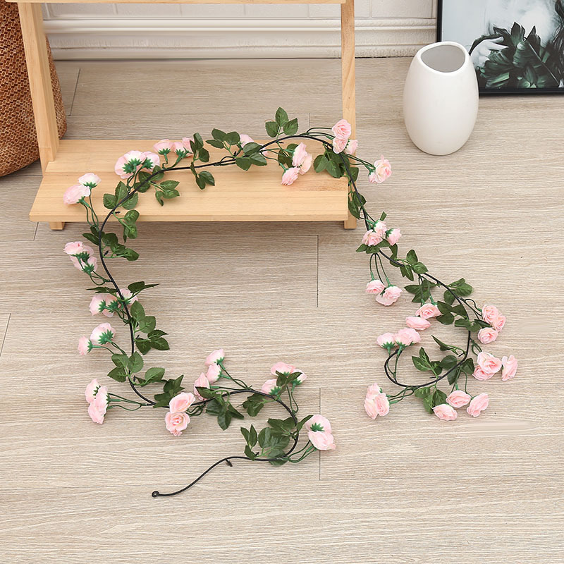 artificial flower artificial plant  Head Encryption Autumn Color Artificial Rose Vine Flower Stripes Wedding Home Pipe Wall Hanging Decorative Fake Flower Vine