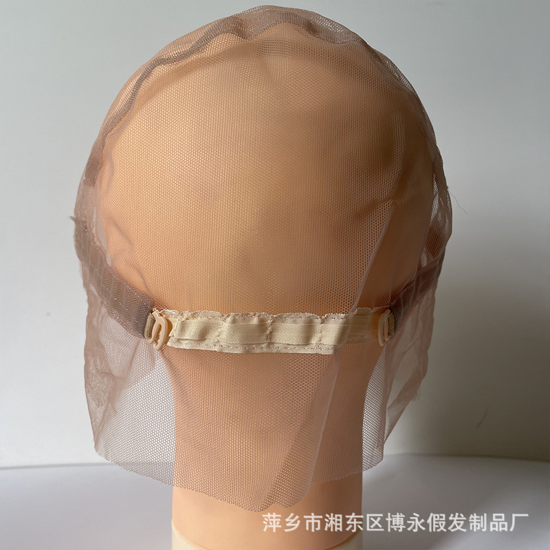 工厂直销全蕾丝假发网帽手勾内网头套手织网底帽皮真发假发辅料