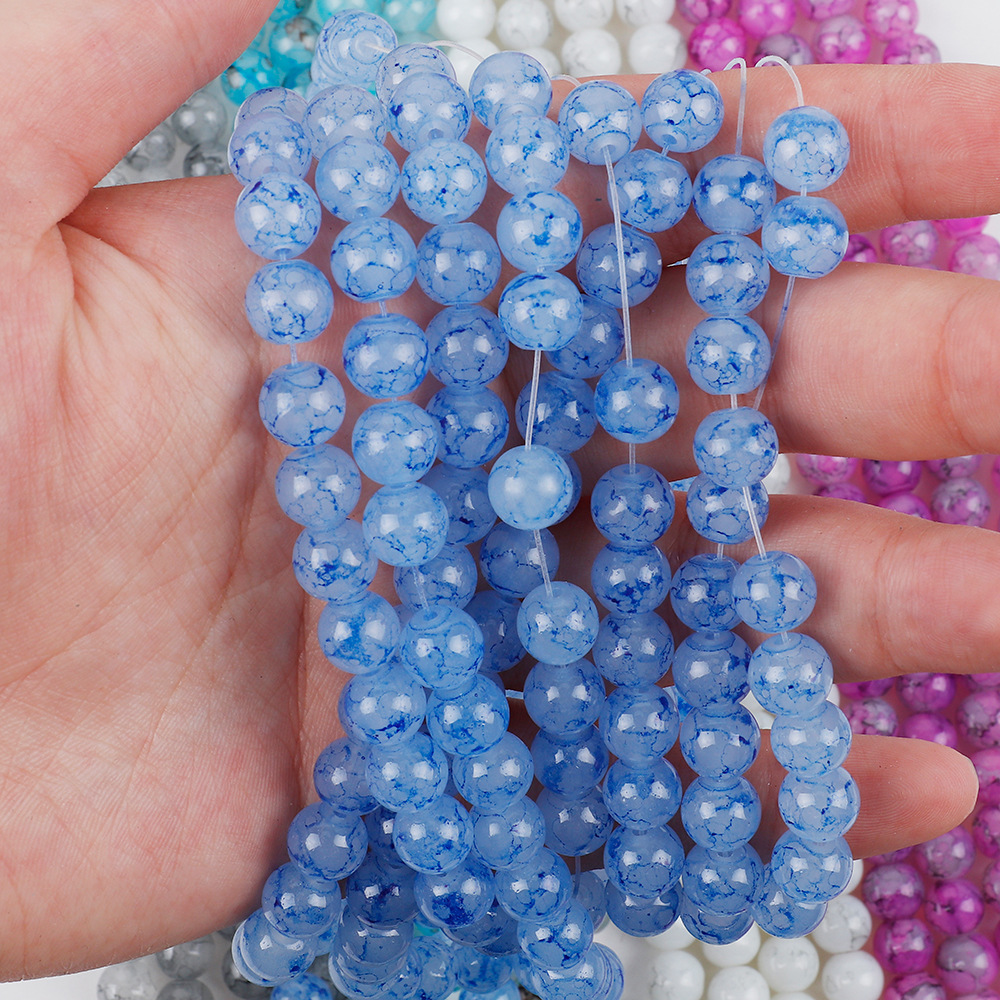 21色玻璃直孔圆珠 diy饰品配件手链串珠 8mm双色烤漆仿玉珠-阿里巴巴